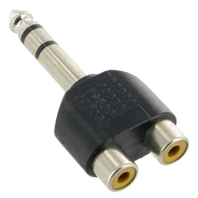Adattatore jack per cuffie stereo da 6,35 mm maschio a 2 RCA, 6.35mm to 2 RCA Female Adattatore jack per cuffie stereo da 6,35 mm maschio a 2 RCA, 6.35mm to 2 RCA Female